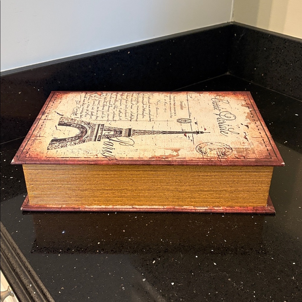 Vintage Inspired Faux Book Storage Riser Paris World Map Shabby Chic Cottagecore - Picture 6 of 13